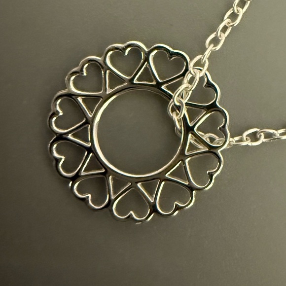 Sterling Silver Circle of Hearts Necklace - Picture 3 of 7